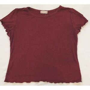 altar'd state Women's Top Burgundy Short Sleeve Small Crop Made In USA